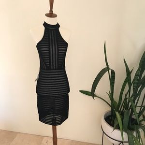 Bebe Striped Knit Halter Dress